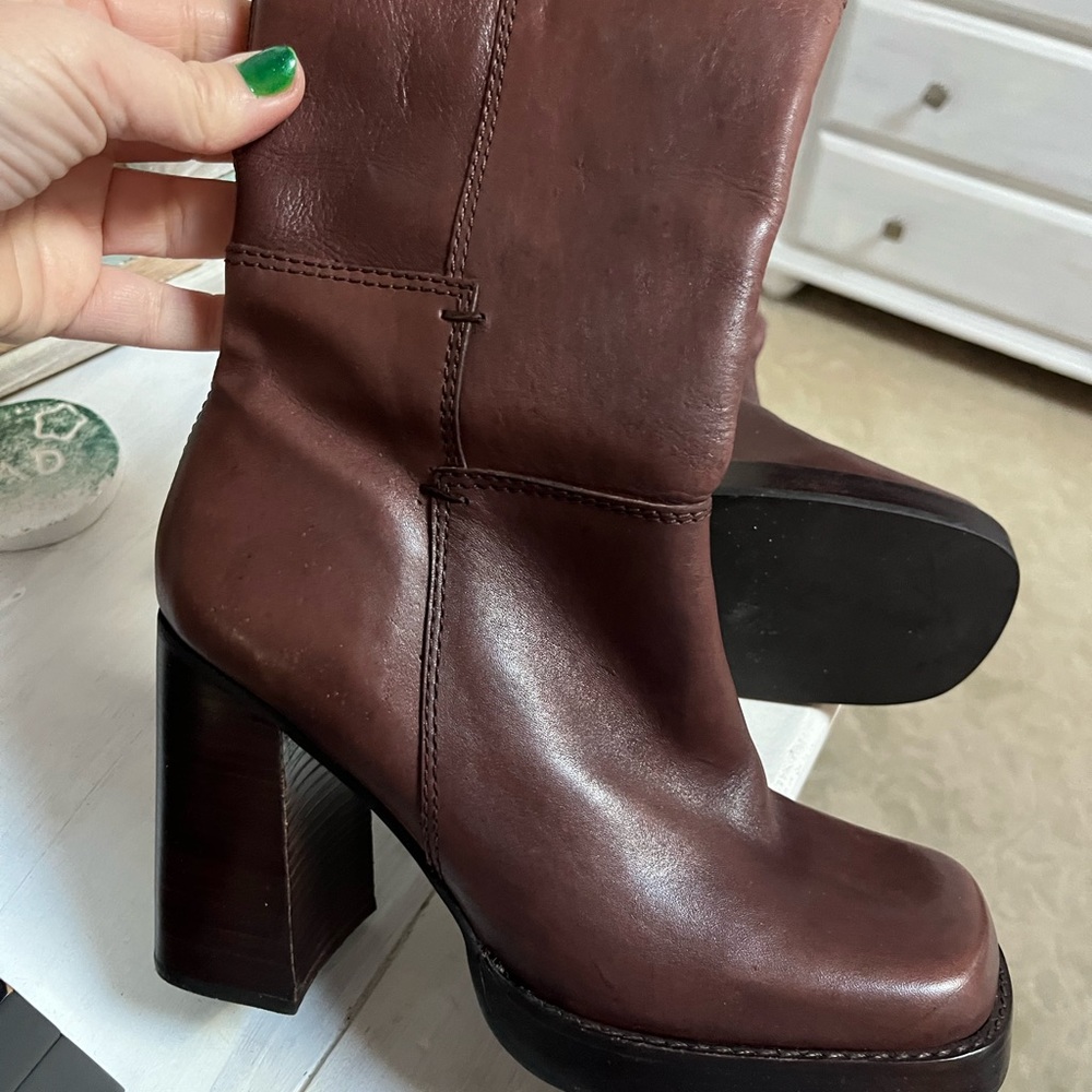 Candies Brown boots leather upper made in Brazil new Vintage